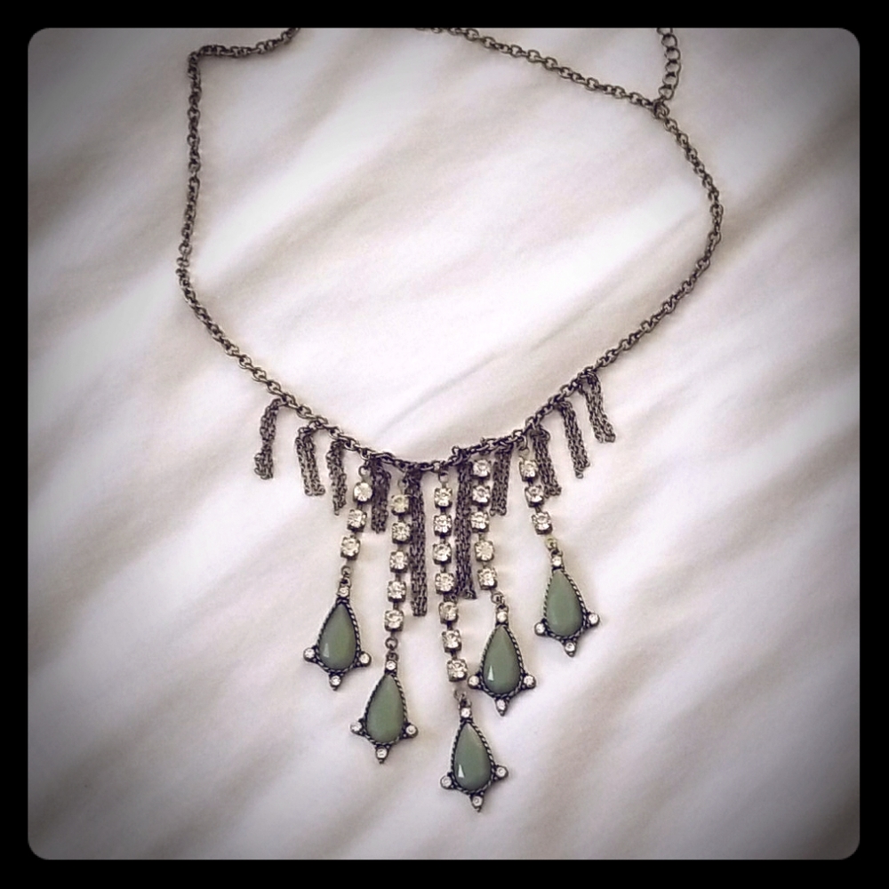 Vintage Look Rhinestone Chain Necklace/ Choker